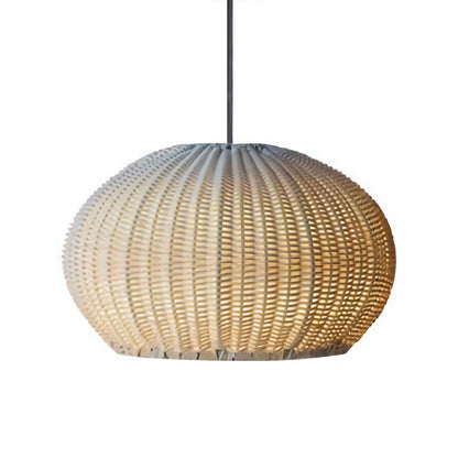 Woven Rattan Outdoor Pendant Light – Waterproof Ceiling Light