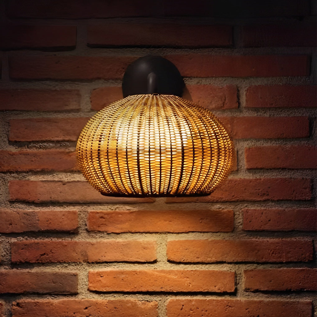 Woven Rattan Outdoor Pendant Light – Waterproof Ceiling Light