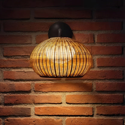 Woven Rattan Outdoor Pendant Light – Waterproof Ceiling Light