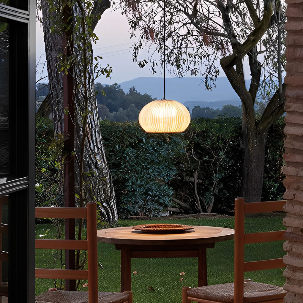 Woven Rattan Outdoor Pendant Light – Waterproof Ceiling Light
