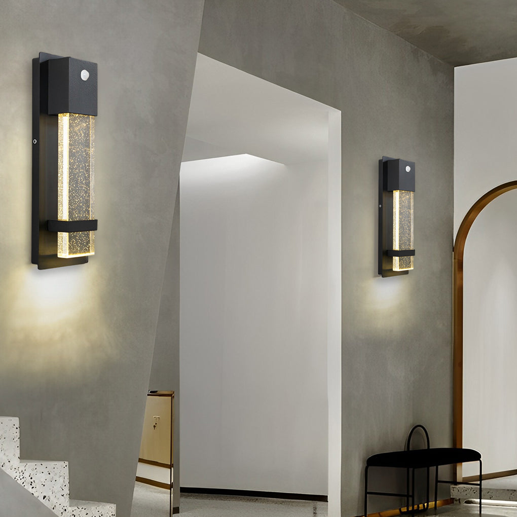 Rectangular Bubble Glass Outdoor Wall Sconce – LED Light