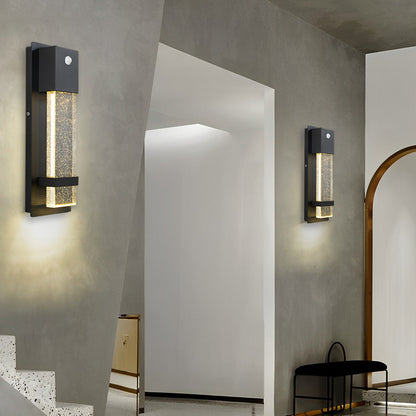 Rectangular Bubble Glass Outdoor Wall Sconce – LED Light