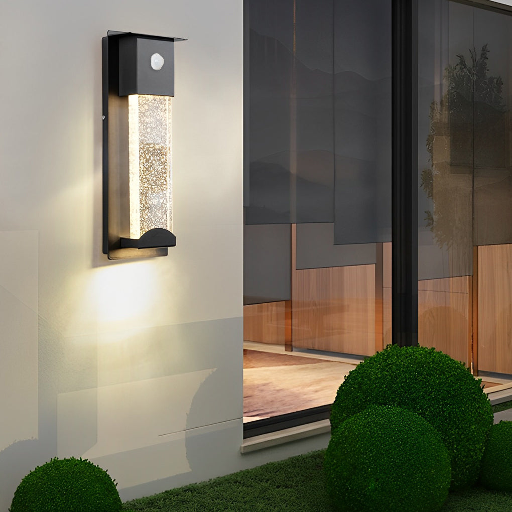 Rectangular Bubble Glass Outdoor Wall Sconce – LED Light