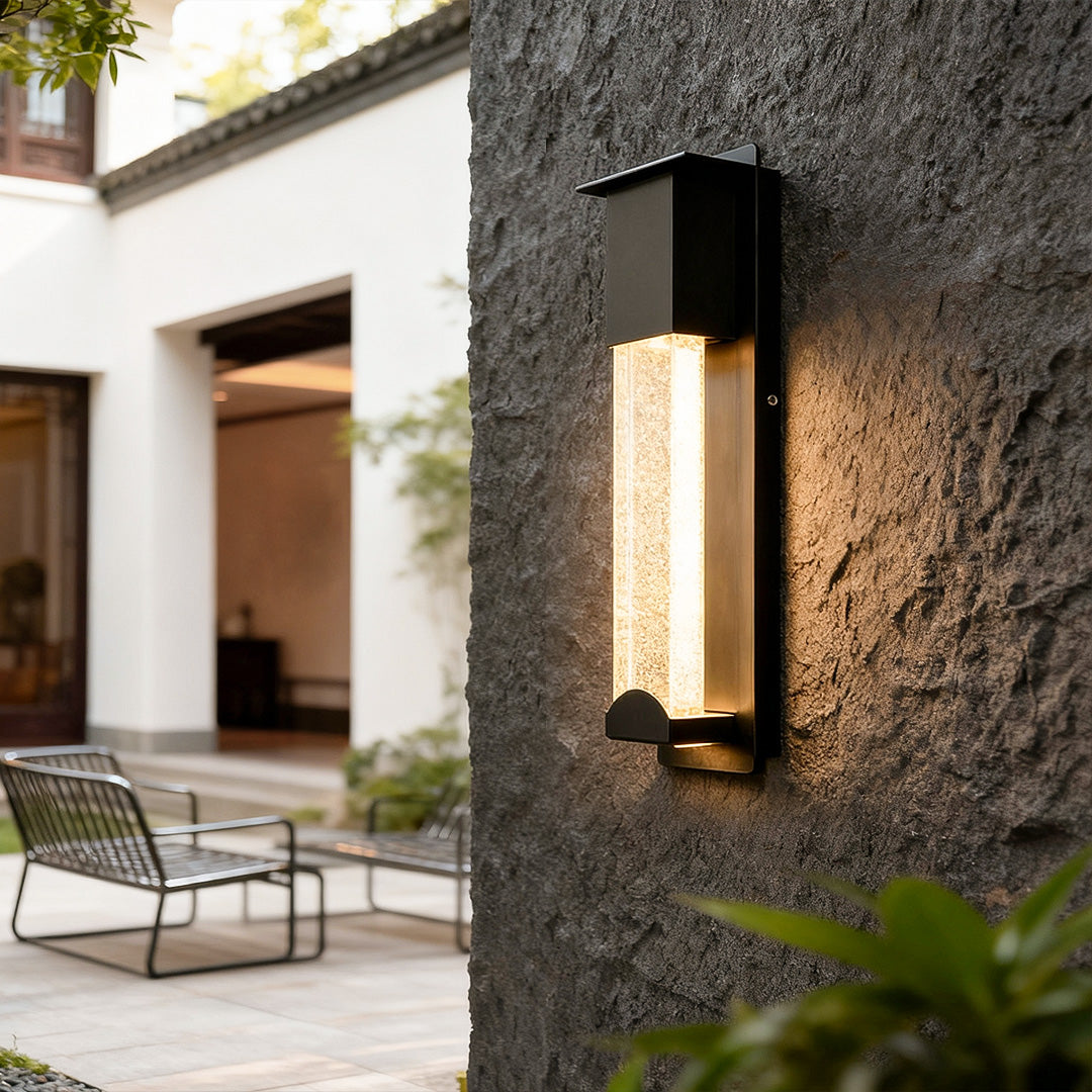 Rectangular Bubble Glass Outdoor Wall Sconce – LED Light