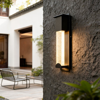Rectangular Bubble Glass Outdoor Wall Sconce – LED Light