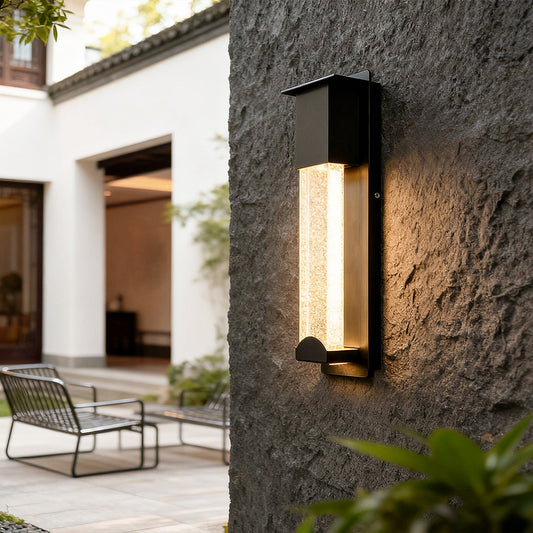 Rectangular Bubble Glass Outdoor Wall Sconce – LED Light