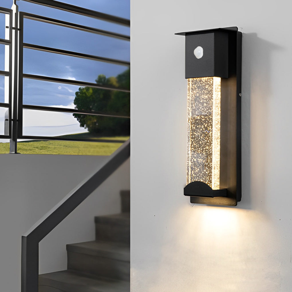 Rectangular Bubble Glass Outdoor Wall Sconce – LED Light