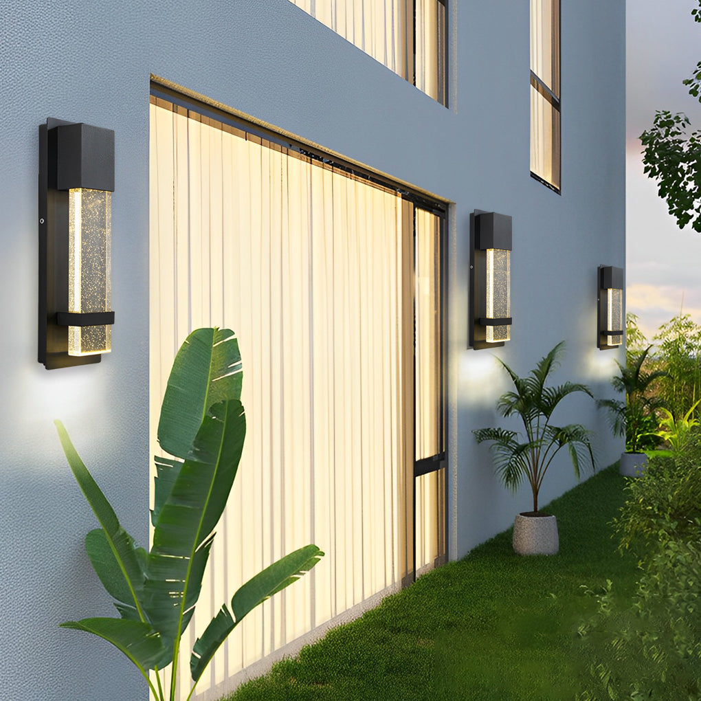 Rectangular Bubble Glass Outdoor Wall Sconce – LED Light
