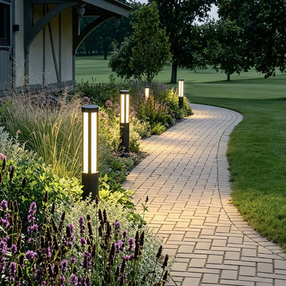 Modern LED Bollard Lights, Cylindrical Outdoor Landscape Lighting