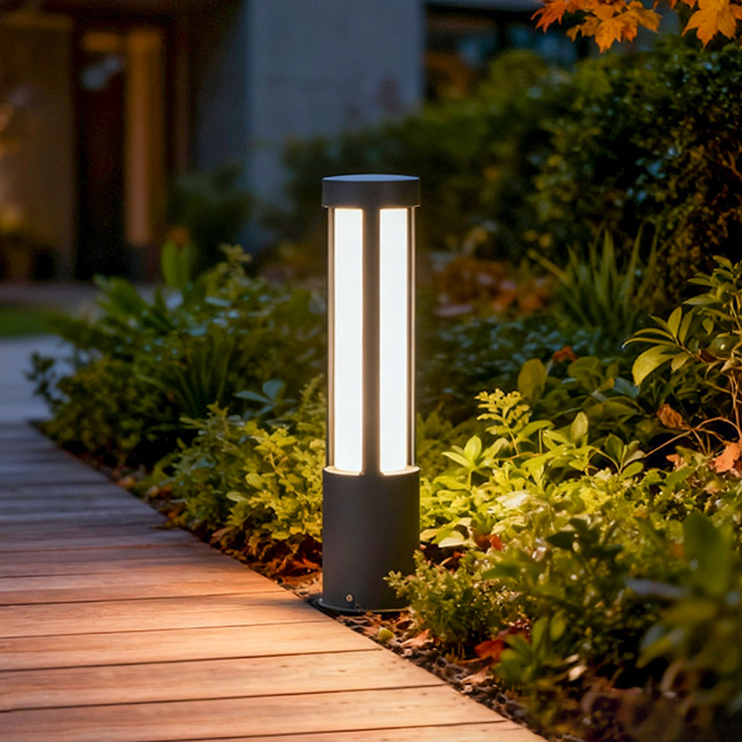 Modern LED Bollard Lights, Cylindrical Outdoor Landscape Lighting