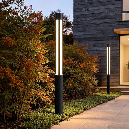 Modern LED Bollard Lights, Cylindrical Outdoor Landscape Lighting