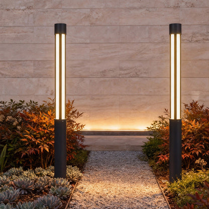 Modern LED Bollard Lights, Cylindrical Outdoor Landscape Lighting