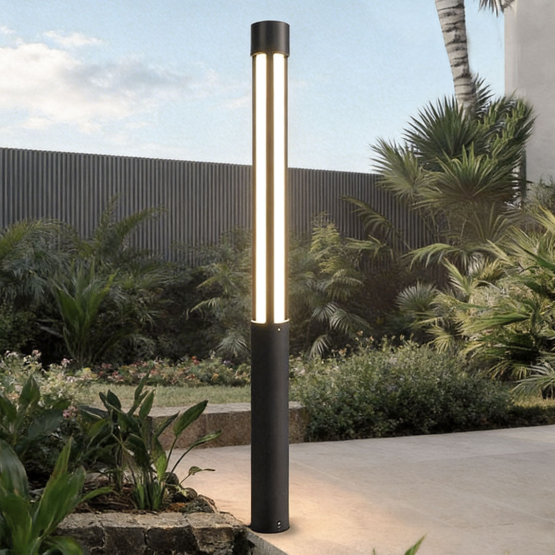 Modern LED Bollard Lights, Cylindrical Outdoor Landscape Lighting