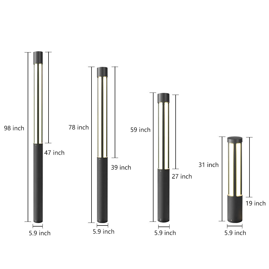 Modern LED Bollard Lights, Cylindrical Outdoor Landscape Lighting