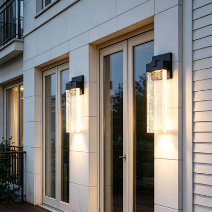 Seeded Crystal Outdoor Wall Lighting Rectangular LED Light