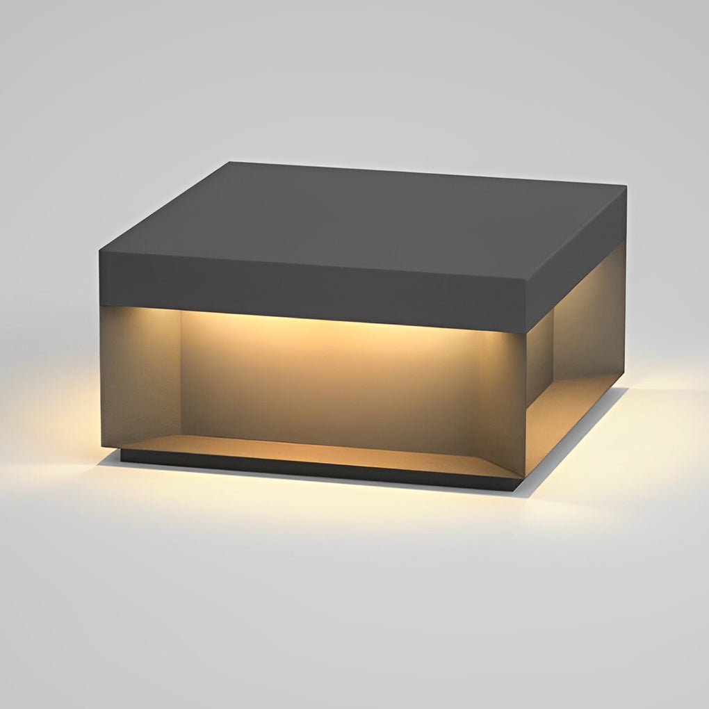 Square Solar Post Light, LED Outdoor Landscape Lighting for Deck, Fence and Patio, Waterproof Black