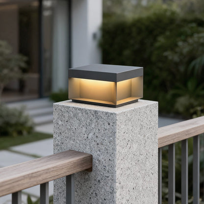 Square Solar Post Light, LED Outdoor Landscape Lighting for Deck, Fence and Patio, Waterproof Black