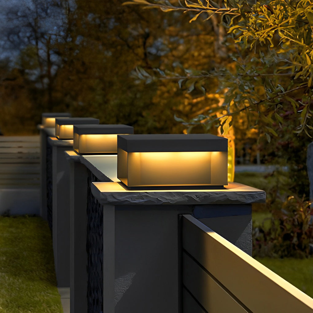 Square Solar Post Light, LED Outdoor Landscape Lighting for Deck, Fence and Patio, Waterproof Black