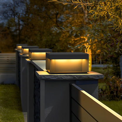 Square Solar Post Light, LED Outdoor Landscape Lighting for Deck, Fence and Patio, Waterproof Black
