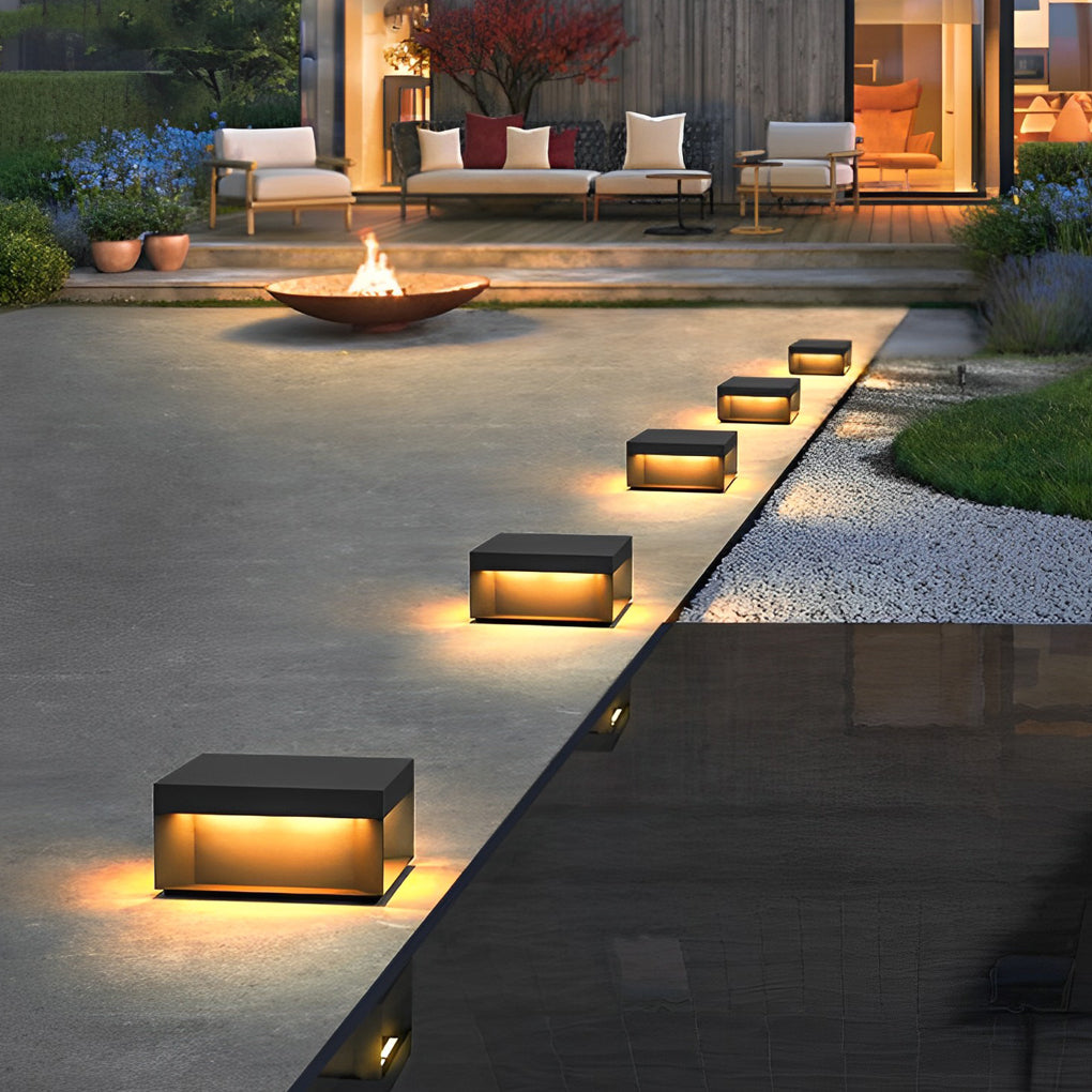 Square Solar Post Light, LED Outdoor Landscape Lighting for Deck, Fence and Patio, Waterproof Black