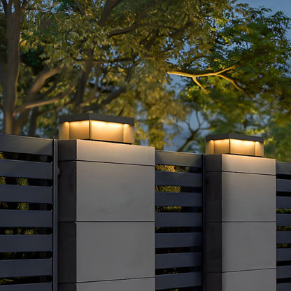 Square Solar Post Light, LED Outdoor Landscape Lighting for Deck, Fence and Patio, Waterproof Black