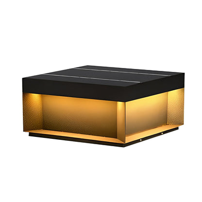 Square Solar Post Light, LED Outdoor Landscape Lighting for Deck, Fence and Patio, Waterproof Black