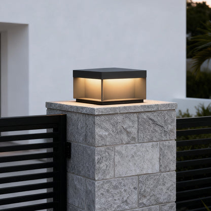 Square Solar Post Light, LED Outdoor Landscape Lighting for Deck, Fence and Patio, Waterproof Black