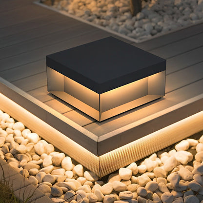 Square Solar Post Light, LED Outdoor Landscape Lighting for Deck, Fence and Patio, Waterproof Black