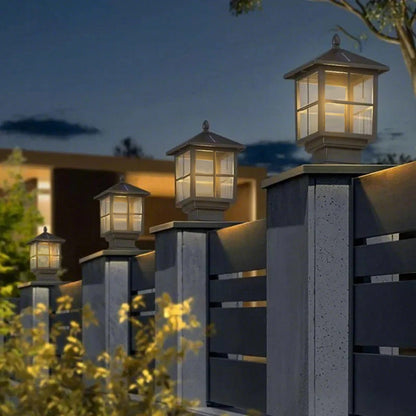 Stone Light Pillar Traditional Black Waterproof LED Light