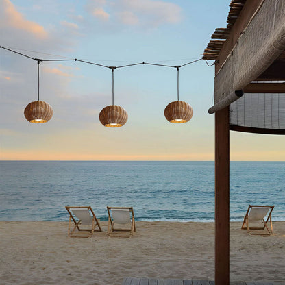 Woven Rattan Outdoor Pendant Light – Waterproof Ceiling Light