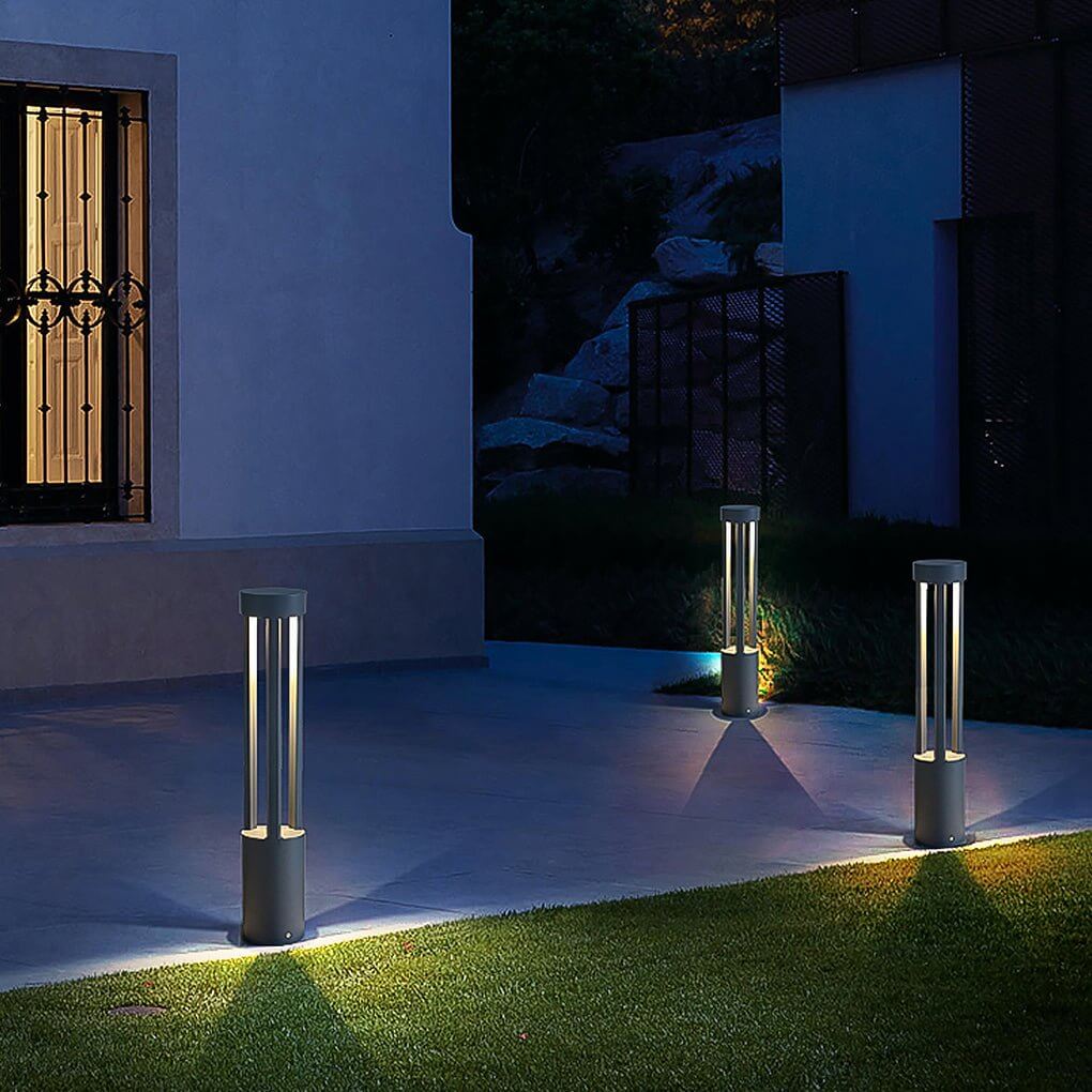 LED Bollard Path Lights, Modern Black Outdoor Landscape Lighting