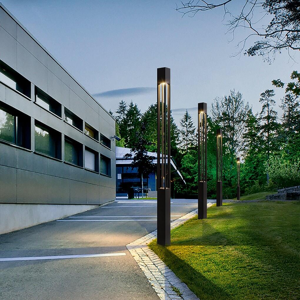 LED Bollard Path Lights, Modern Black Outdoor Landscape Lighting