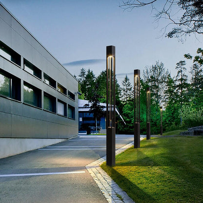 LED Bollard Path Lights, Modern Black Outdoor Landscape Lighting